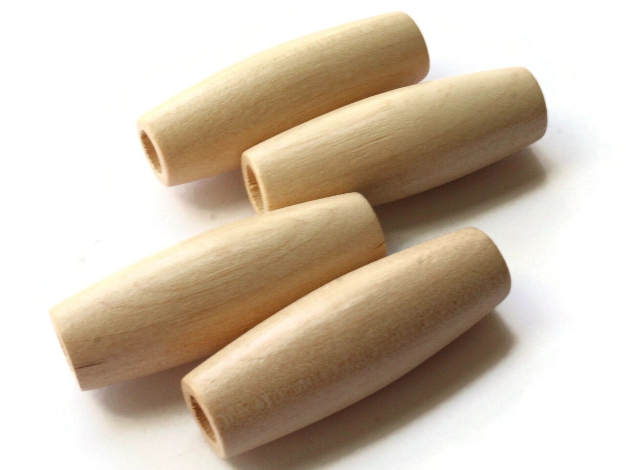 2 Inch Long Light Natural Brown Wood Tube Beads - Vintage Macrame Beads